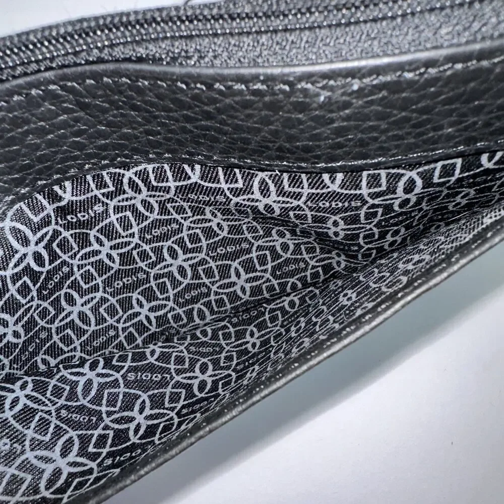 LODIS Card Wallet Pebbled Black Leather 7.25